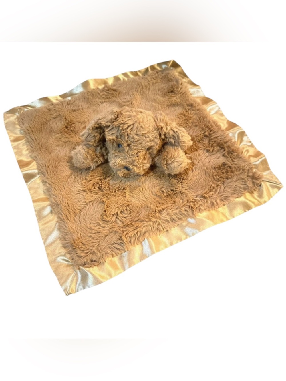 Lovey Security Blanket Brown Puppy Satin Trim Cloud Island Dog Swirl Baby  14”